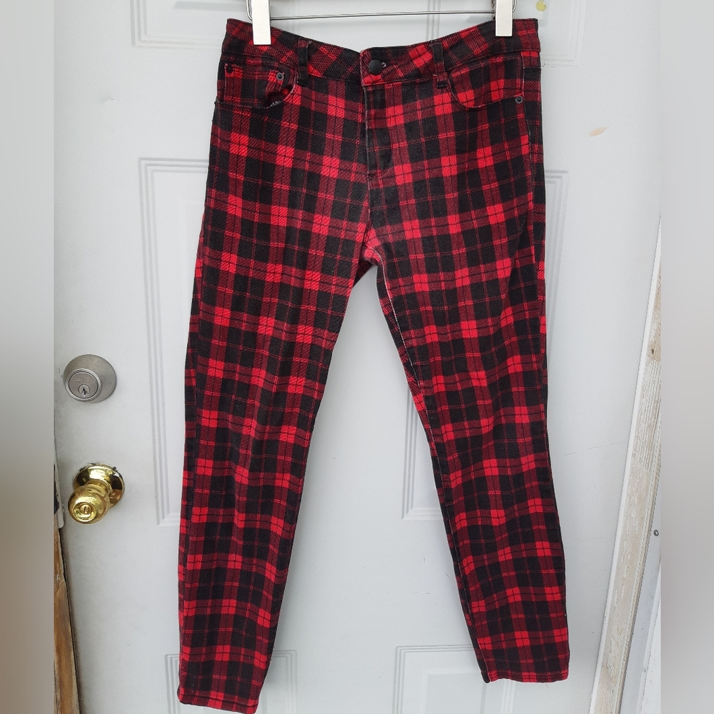 Red Plaid Jeans - Picture 2 of 11
